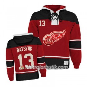 Män Ishockey Detroit Red Wings Pavel Datsyuk 13 Röd Sawyer Hooded Sweatshirt
